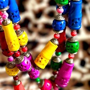 Multicolored Beaded Boho Necklace.
